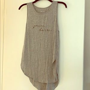 Pure barre hi low floral writing tank